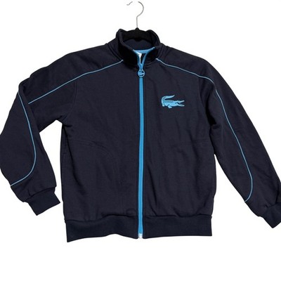 Lacoste Sport Track Jacket Kids 10 Navy Blue Full Zip Piping Logo Athletic