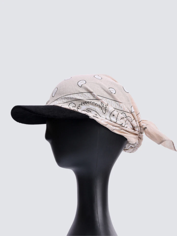 Corduroy Brim Bandana Hat – Handmade Cotton Brimmed Headwear, Unisex, Trendy - Image 2 of 4