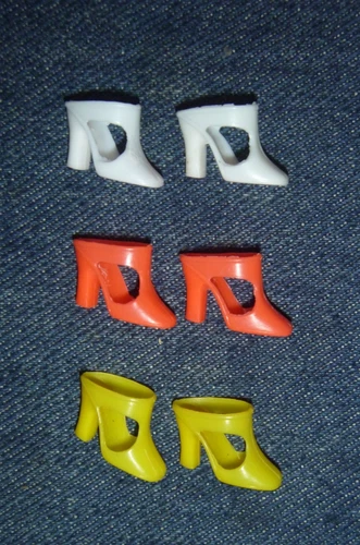 VTG 1960s/1970s MOD LOT OF 3 RARE MATTEL BARBIE DOLL NEON T-STRAP SHOES-JAPAN