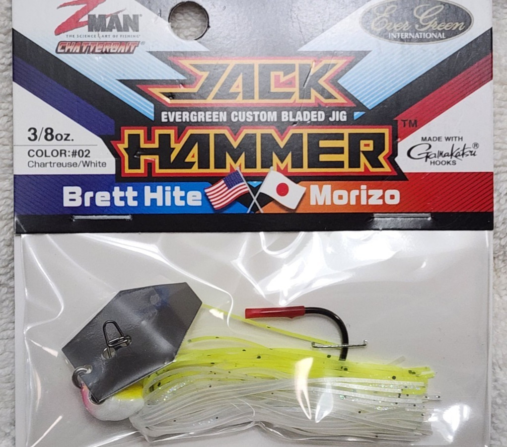 NEW Z-man Evergreen Jack Hammer Chartreuse White Chatterbait 3/8 oz bladed jig - Image 1