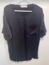 Vintage Victoria Secret gold label 100 Silk Blouse Sleep Shirt Top Lace M L