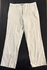 Express Men's Producer Dress Pants 34x30 White Tan Straight Leg Flat Front