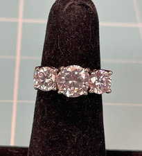 925 Sterling Silver 3 CZ Stone Engagement Style Ring Size 6