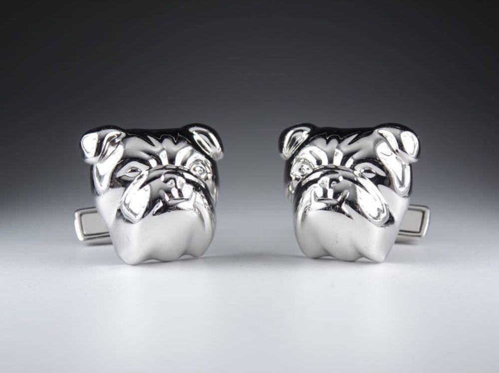 Dunhill Ag925 Bulldog color silver cufflinks with box authentic