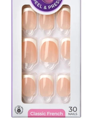 KISS IMPRESS PRESS ON NAILS ONE STEP MANICURE MODEL CLASSIC FRENCH SHORT LENGTH
