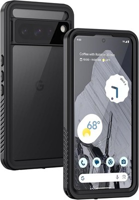 Lanhiem Google Pixel 8 Pro Hülle Full Body Wasserdicht IP68 Stoßfest Schwarz