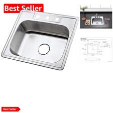 High-Quality 22 Gauge 25-Inch Kitchen Sink in Brushed Steel with Sound Dampening