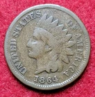 1864 L Bronze IHP Indian Head 1c Cent Pointed Bust Good +