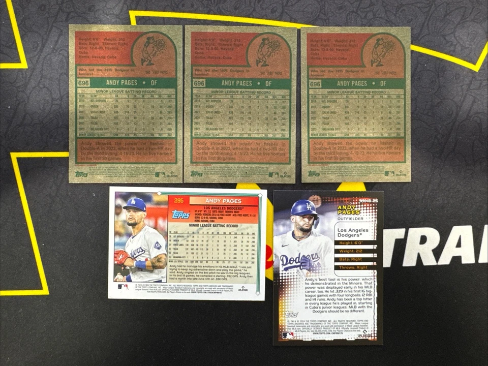 2024 Topps Heritage High Number Andy Pages 696 RC x3 + topps Archives x2 Dodgers - Image 2 of 2