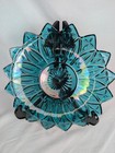 Vintage 60s Iridescent Federal Glass Blue Petal Serving Plate