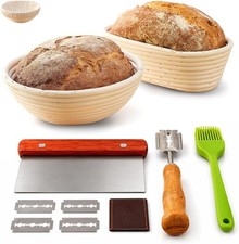 Sourdough Starter Kit: Round Oval Proofing Baskets, Tools