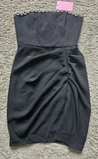 Amanda Uprichard Black Strapless Mini Crystal Embellished Mohan Dress XS NWT