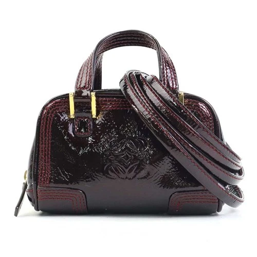 Auth LOEWE Amazona Micro Mini Crossbody Shoulder Bag Handbag Burgundy - e60955g