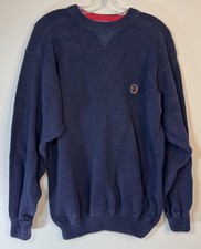 Tommy Hilfiger Vintage Navy Blue Crewneck Sweater Mens Medium Cotton Pullover