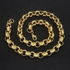 9ct Yellow Gold Belcher Chain Necklace -15mm Width 24 inch For Men Women's