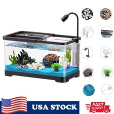 3 Gallon Fish Tank Kit, Small Goldfish Fish Tank with LED Light, Filter