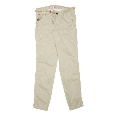 Tommy Hilfiger Damen Hose Baumwollmischung Beige Slim Straight W28 L31 Geflochten