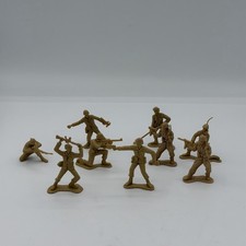Vintage Tan Brown Plastic Army Men Toy Soldiers Lot of 10 U.S. Military Figures