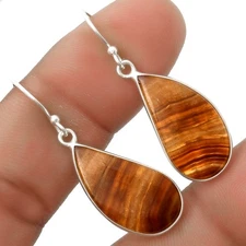Natural Brown Fluorite 925 Sterling Silver Earrings Jewelry E-1001