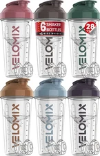 -6 PACK- 28 oz Protein Shaker Bottle for Protein Mixes - 6x Wire Whisk | Leak...
