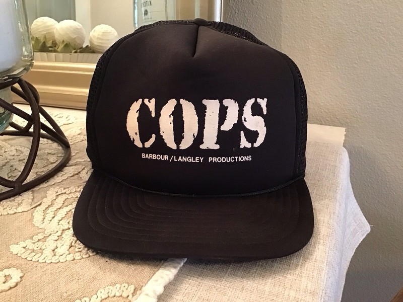 Vintage COPS TV Show Foam Front Trucker Hat Cap, BLACK, Barbour/Langley
