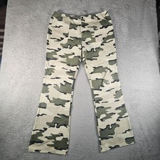 Vtg Y2K Camo Pants Juniors 13/14 Flared Military 90s Retro Skater Grunge Punk