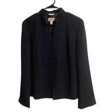 Talbots Pure Silk Women's Blazer size 8 Navy Blue Button Front