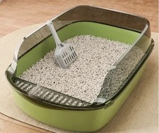 Kitty Litter Box Semi Enclosed Splashproof Cat Toilet Tray Plastic