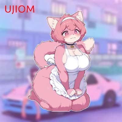 UJIOM Furry Fox Wall Stickers Cartoon Girl Skateboard Surfboard Graffiti Decals