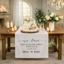 Personalized table runner, custom love scripture design, Wedding Table Decor