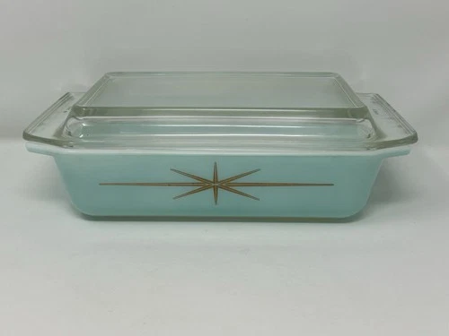 Pyrex Vintage Turquoise Atomic Starburst Baking Dish 575 – B