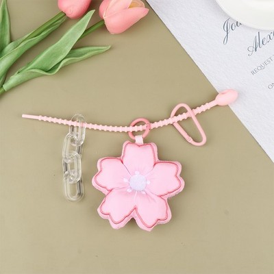 Pink Cherry Blossom Key Chain Sakura Pendant Flower Key Ring Backpack Bag Charms
