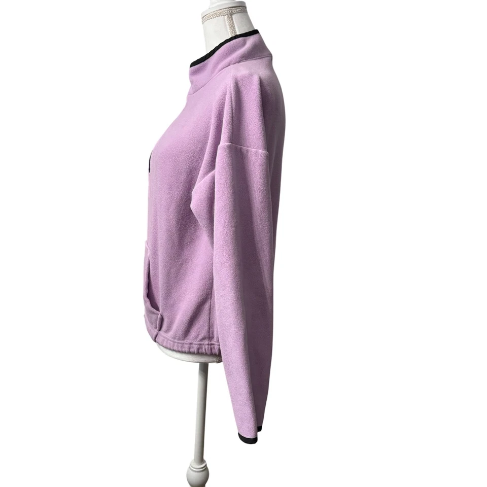 薰衣草羊毛四分之一拉链套衫运动衫带袋鼠口袋青少年女式L — 第 2/4 张图片