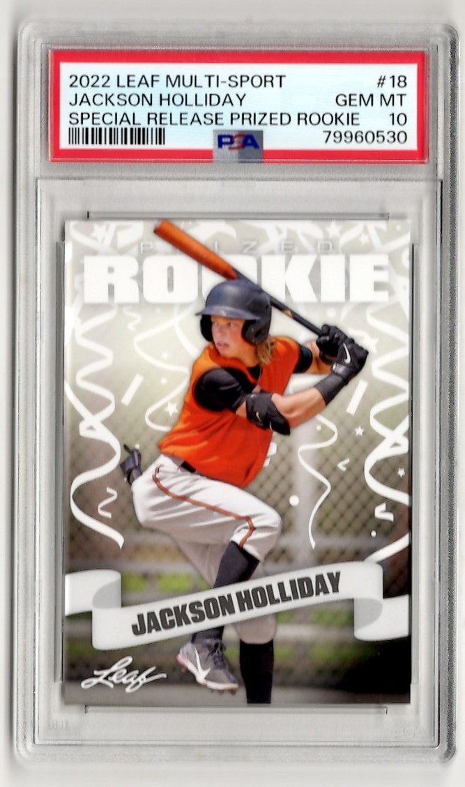 PSA 10 Jackson Holliday 2022 Leaf Multi-Sport #18 Rookie, Baltimore Orioles