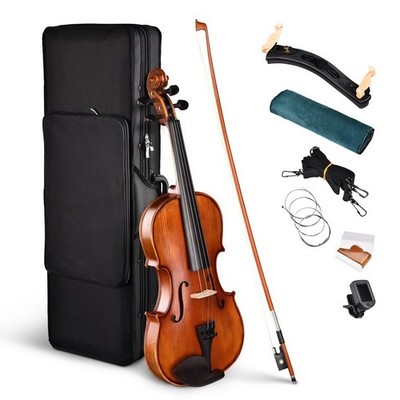Solid Wood Full Size Violin 4/4 Set Stradivari Copy Fiddle Pro Carry Case