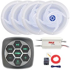 Metra 3-Zone for Marine Controller, 4x 6'' 240W Blue LED Speaker, Amplifier, Kit