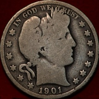 1901 Philadelphia Mint Silver Barber Quarter