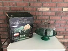 Anchor Hocking Vintage Wexford Glass Emerald Green Footed Cake Set  w/Box
