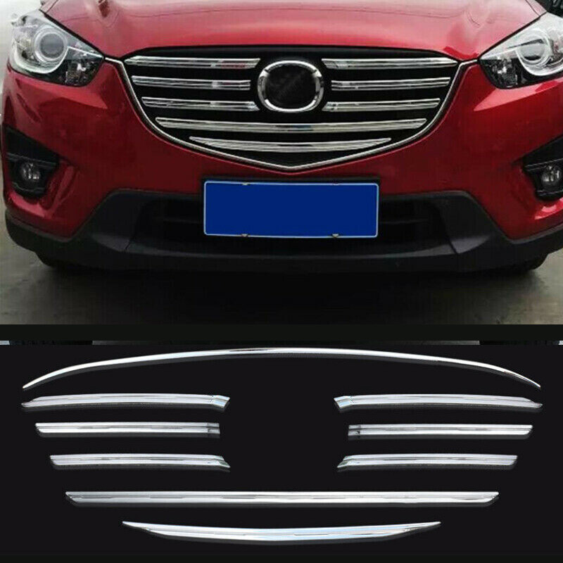 For Mazda CX-5 2015-2016 ABS Chrome Front Mesh Grille Grill Cover Trim Molding