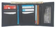 New Mens Trifold Cow Leather Wallet Billfold Credit Card Window ID License A
