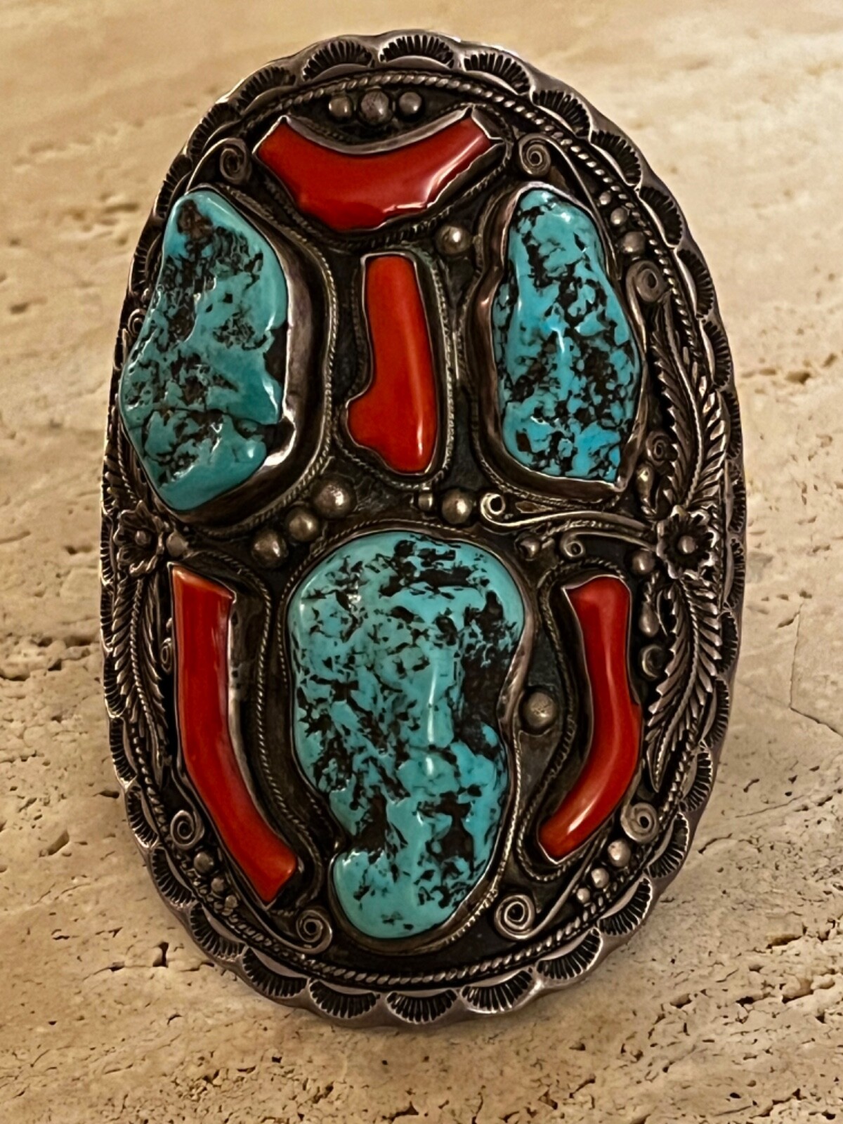 Native American Old Pawn Vintage Turquoise Cuff Brace… Gem