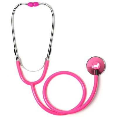 Pink Single Head Stethoscope with Corgi