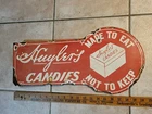 Vintage Flange Huylers Candy Porcelain Sign Nutted Antique Enamel Chocolate