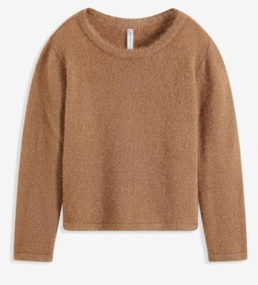 Strickpullover aus Hairy Knit Gr. 36/38 Camel Damen Langarm Pullover Neu*