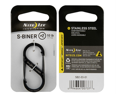 Nite Ize S-Biner schwarz Edelstahl Größe #2 (2''), Karabiner