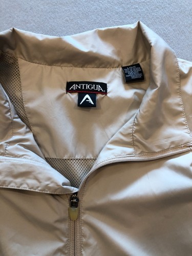 Antigua Golf Vest Jacket Men's Large Beige 1/2 Zip Pullover Windbreaker - Picture 2 of 4