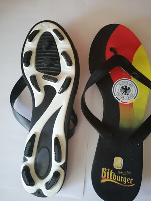 Werbeartikel Badepantoffeln, Zehenschuhe der Marke Bitburger in Größe ca. 43/45