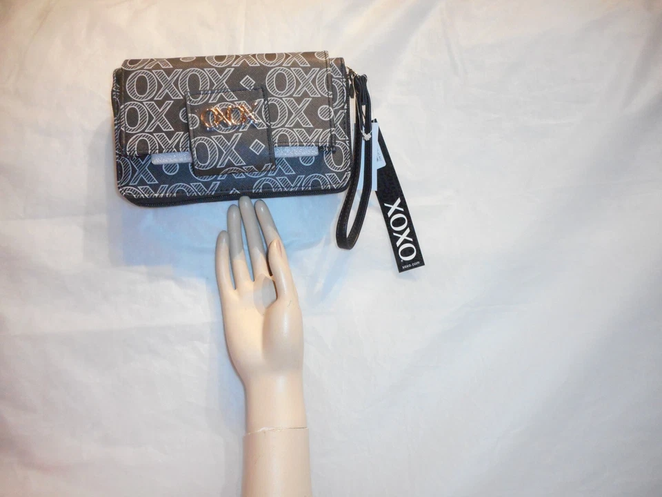 Cartera para mujer XOXO con cremallera alrededor gris/negro GRANDE Foto 2 de 4