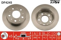 2X Trw DF4245 Bremsscheibe FüR CitroËN Passend FüR Fiat Peugeot