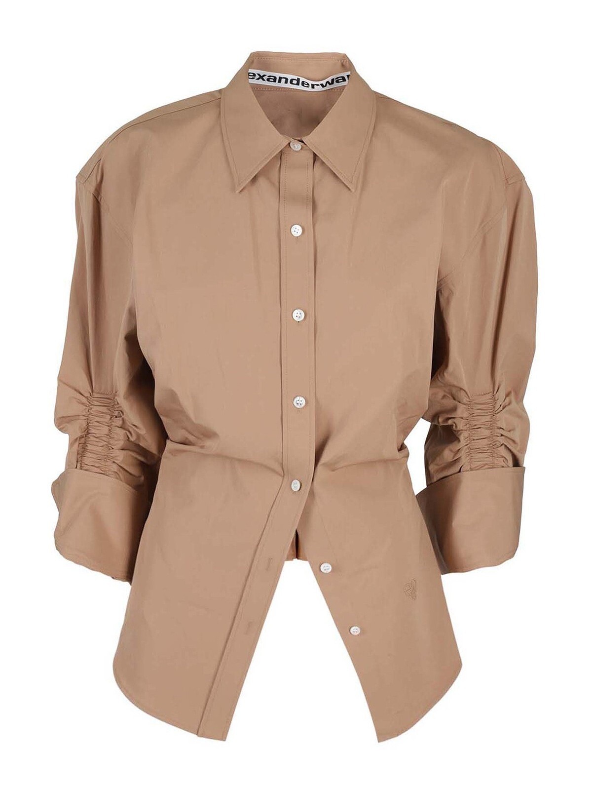 ALEXANDER WANG CINCHED SLEEVE BUTTON DOWN SHIRT, SZ 2 KHAKI NWOT!! image 2